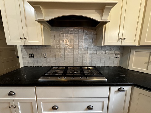 Square tile backsplash installation